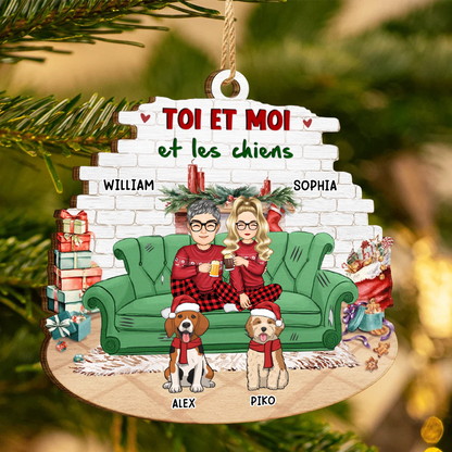Orement de Noël en bois personnalisée – Cadeau pour couples & amoureux des animaux