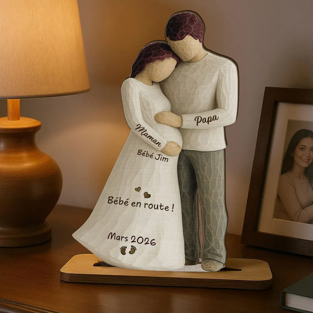 Bébé en route – Décoration en bois personnalisé avec prénom – Cadeau pour future maman