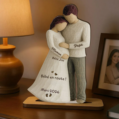 Bébé en route – Décoration en bois personnalisé avec prénom – Cadeau pour future maman
