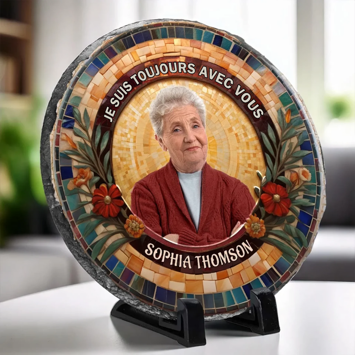 Plaque en ardoise personnalisée avec photo, texte et prénom – Cadeau commémoratif