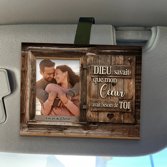 Clip pare-soleil personnalisé avec cadre photo – Cadeau pour couples