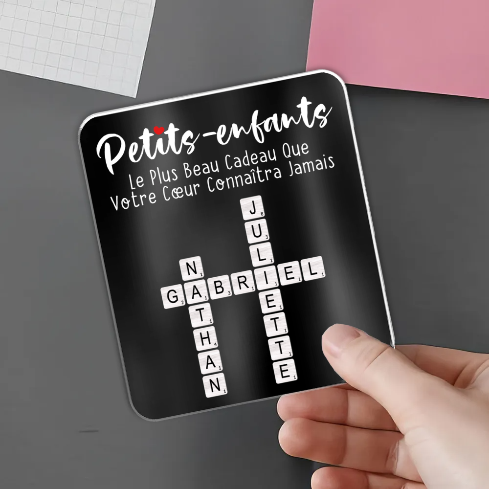 Magnet de réfrigérateur en acrylique personnalisé – Mots croisés – Cadeau pour Mamie
