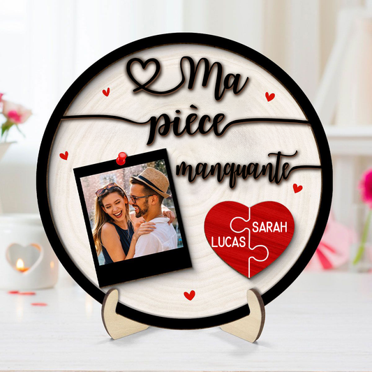 Plaque en bois personnalisée – « Ma moitié manquante » Cadeau pour couple
