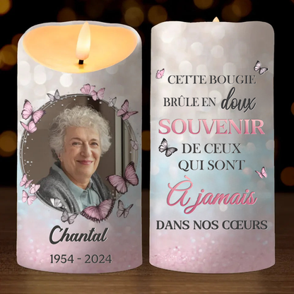 En souvenir affectueux de... – Bougie LED funéraire personnalisée avec photo