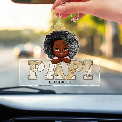 Pendentif en acrylique personnalisé « PAPA / PAPI » avec enfants