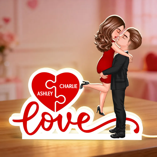LOVE - Boîte lumineuse LED personnalisée avec couple et noms Cadeau pour couple / couple LGBT