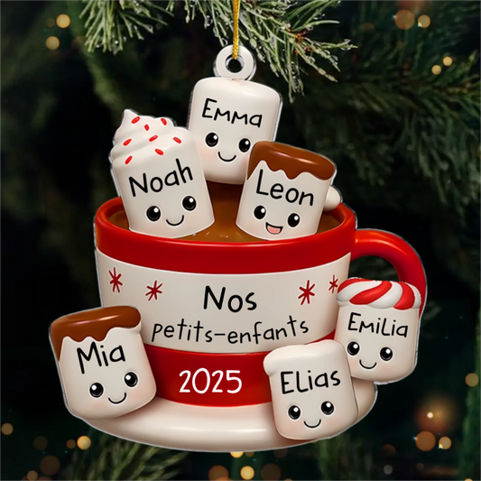 Ornement en acrylique personnalisé - Cadeaux de Noël personnalisés pour grand-père, grand-mère - Nos petits marshmallows