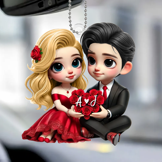 Couple avec roses – Pendentif en acrylique, cadeau pour couple