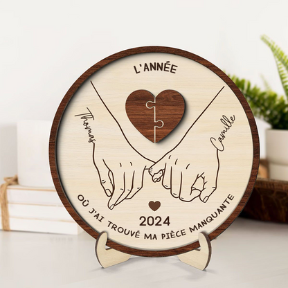 « Ma moitié manquante » – Plaque en bois personnalisée, cadeau pour couple