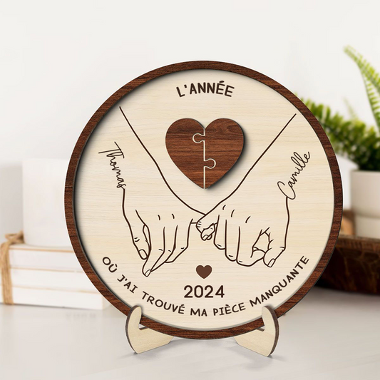« Ma moitié manquante » – Plaque en bois personnalisée, cadeau pour couple