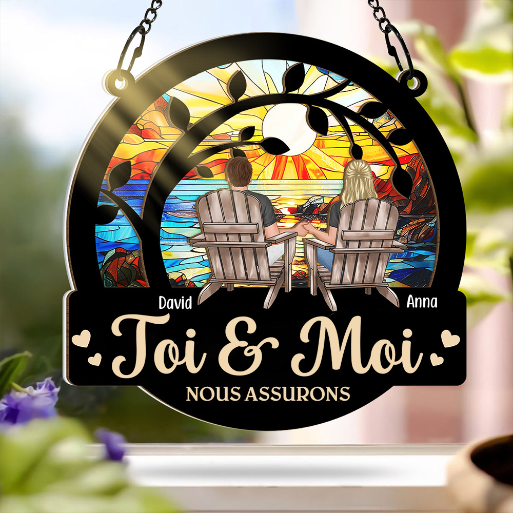 Toi et moi -Fenêtres acryliques personnalisées Ornement attrape-soleil