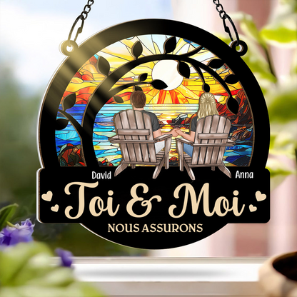 Toi et moi -Fenêtres acryliques personnalisées Ornement attrape-soleil