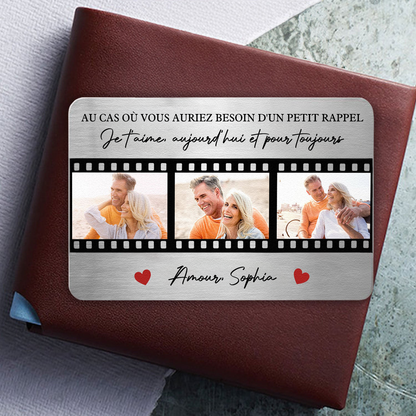 Carte portefeuille personnalisée avec photos et gravure – Pour couple et famille