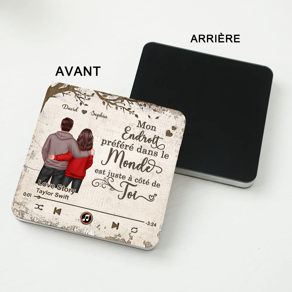 Aimant musical pour réfrigérateur avec 2 personnages et citation Cadeau pour couple/couple LGBT