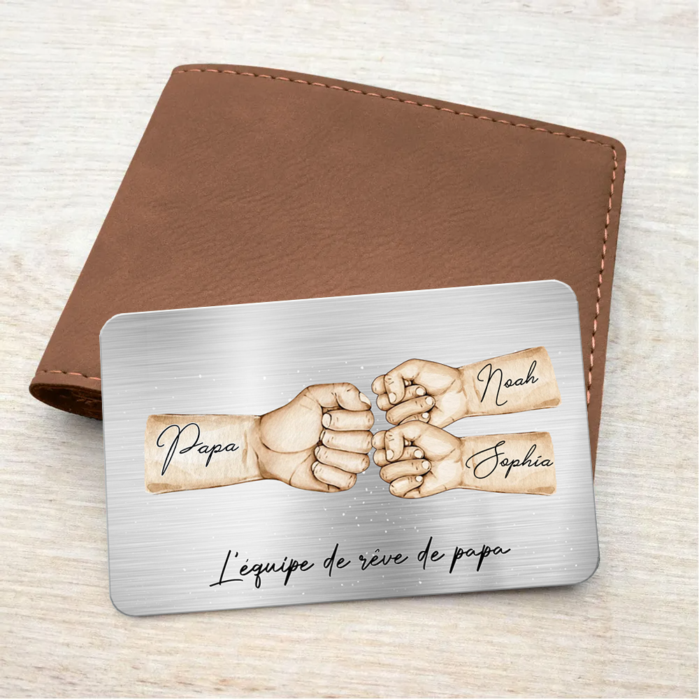Carte portefeuille personnalisée avec motif poing contre poing – Wallet Card pour papa
