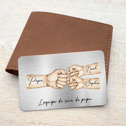 Carte portefeuille personnalisée avec motif poing contre poing – Wallet Card pour papa