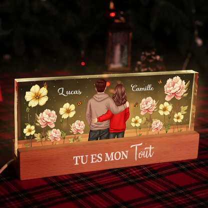 Homme & Femme Lampe de nuit LED personnalisée avec fleurs de naissance Cadeau pour couples
