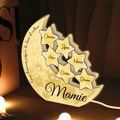 Boîte lumineuse personnalisée avec le nom de maman et grand-mère