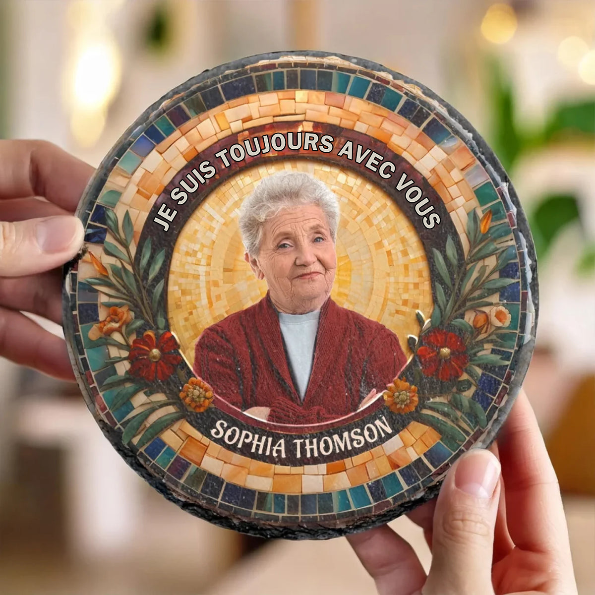 Plaque en ardoise personnalisée avec photo, texte et prénom – Cadeau commémoratif