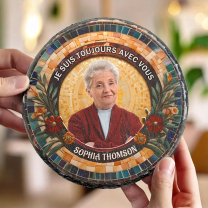 Plaque en ardoise personnalisée avec photo, texte et prénom – Cadeau commémoratif