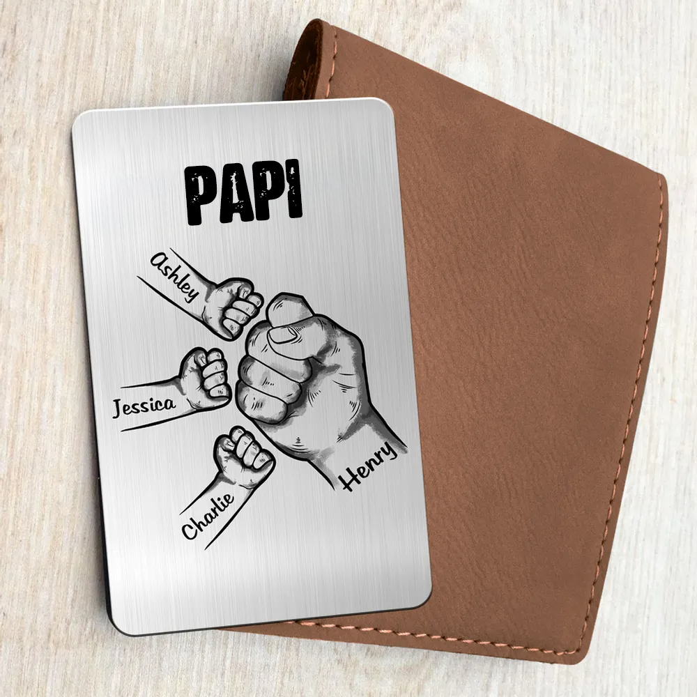 Carte portefeuille personnalisée avec nom et texte Cadeau pour papa et grand-père