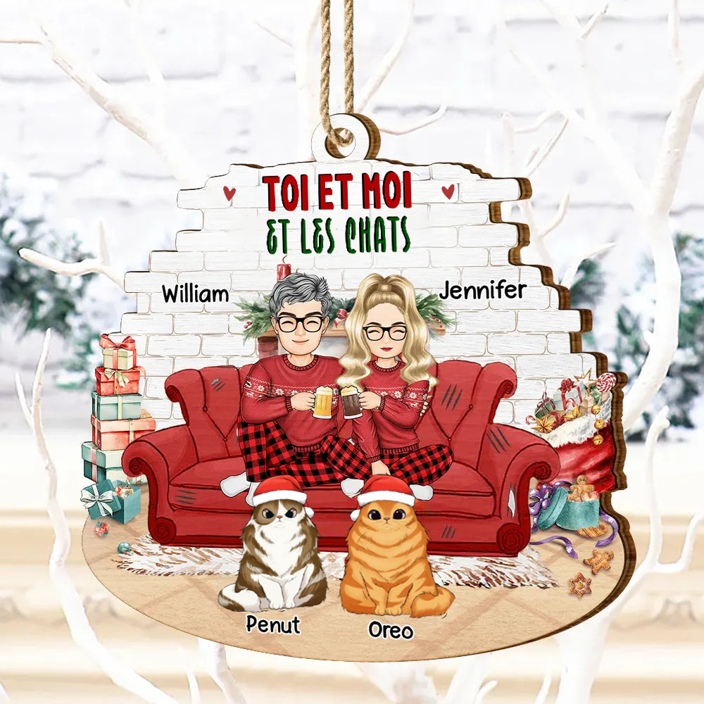 Orement de Noël en bois personnalisée – Cadeau pour couples & amoureux des animaux