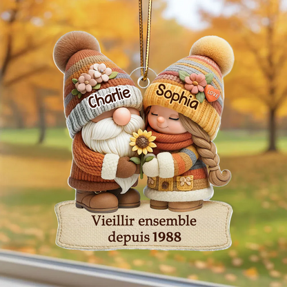 Nain d'automne - Vieillir ensemble - Orement en acrylique avec nom Cadeau pour couple