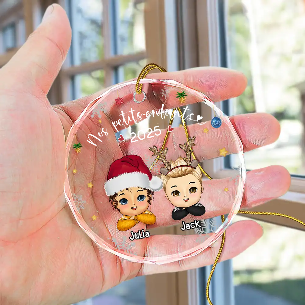 Petits-enfants - Pendentif en verre personnalisé Décoration de Noël pour grand-père et grand-mère