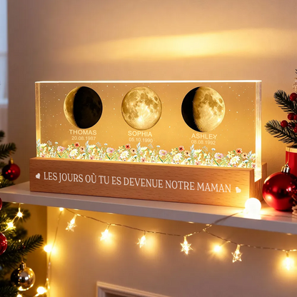 Veilleuse LED personnalisée avec phases lunaires pour maman et grand-mère