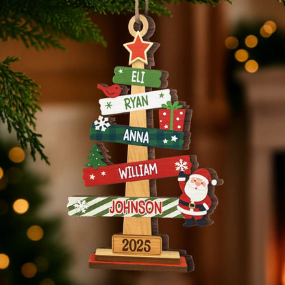 Ornement de sapin avec motif de sapin – Décoration de Noël en bois à 2 couches personnalisée, cadeau pour la famille