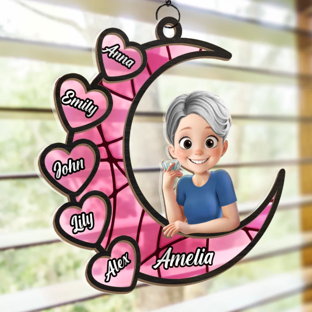 Attrape-soleil personnalisé avec motif de lune – Cadeau pour Mamie et Maman
