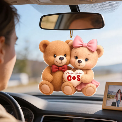 Couple d'ours avec prénoms Pendentif personnalisé en acrylique pour couple