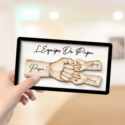 Plaque en bois personnalisée avec poing contre poing – Cadeau pour papa