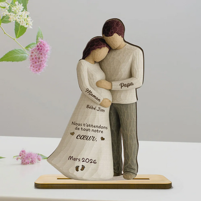 Bébé en route – Décoration en bois personnalisé avec prénom – Cadeau pour future maman
