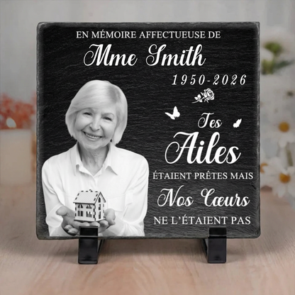 Plaque en ardoise personnalisée avec photo et message, en tendre souvenir – Cadeau commémoratif
