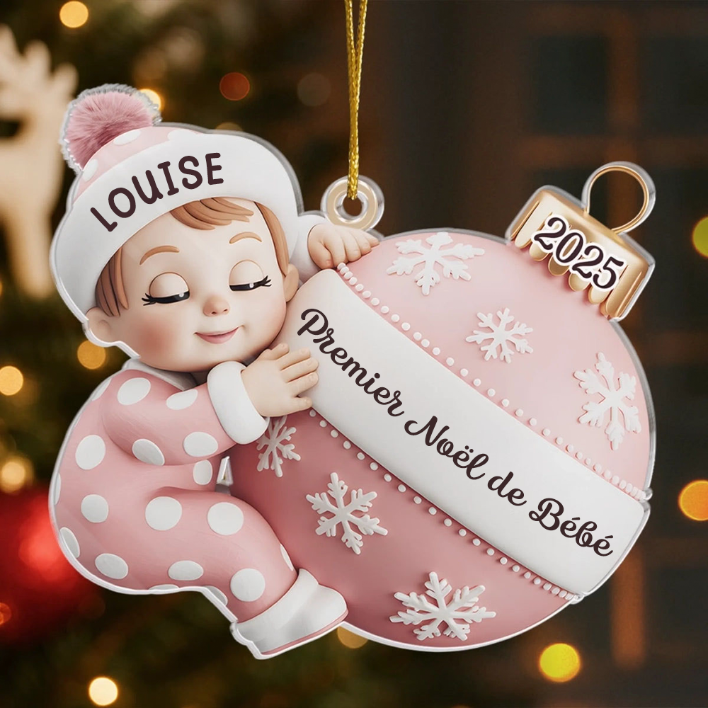 « Premier Noël de bébé » Orement en acrylique avec nom Décoration de Noël personnalisée
