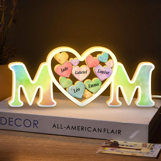 Boîte lumineuse MOM personnalisée avec prénom Cadeau pour maman