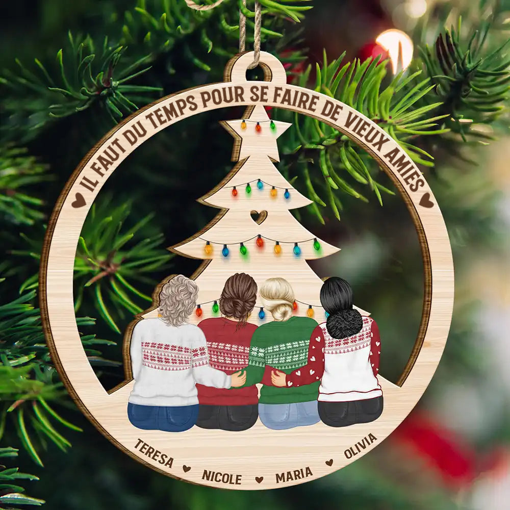 Orement en bois avec 2 à 6 femmes Décoration de Noël  pour meilleures amies
