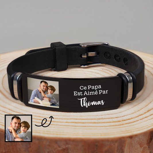 Bracelet en silicone avec photo – Cadeau personnalisé pour Papa