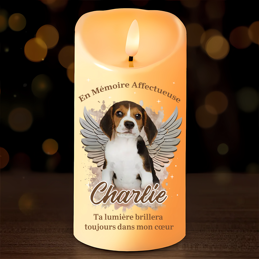 Bougie LED avec photo - En mémoire affectueuse - Cadeau de deuil