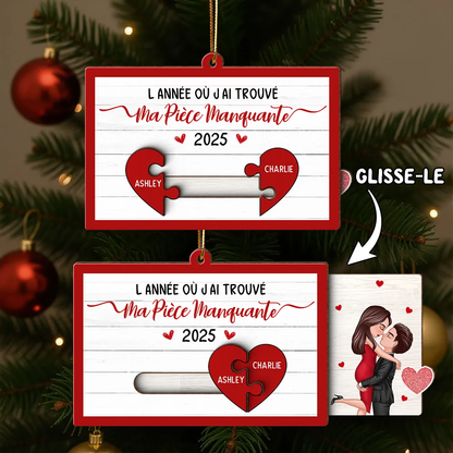 Tu es la pièce manquante-Orement coulissante personnalisée en forme de puzzle cœur – Cadeau de Noël pour Elle & Lui