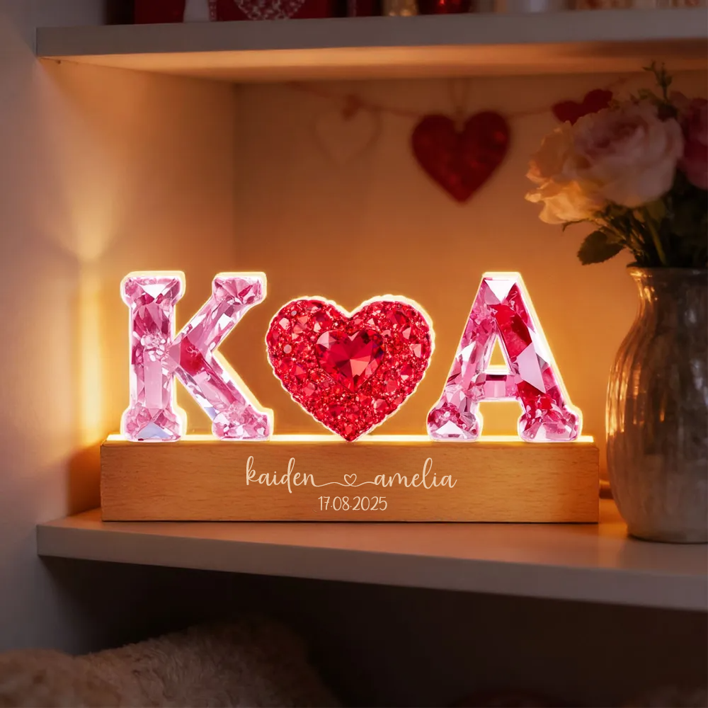 Anniversaire - Veilleuse LED personnalisée avec effet cristal Cadeau pour couple