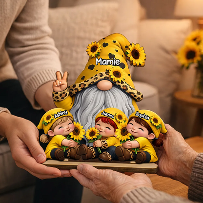 Décoration en bois personnalisé avec mamie et enfants, motif de nain – Cadeau pour mamie