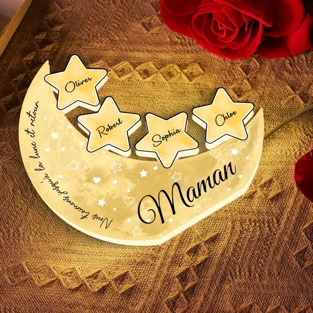 Boîte lumineuse personnalisée avec le nom de maman et grand-mère