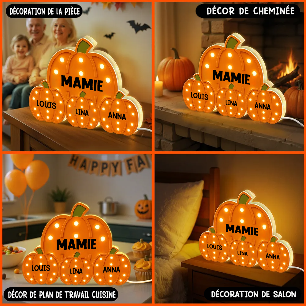 «Les Petits Citrons de Mamie » – Boîte lumineuse LED personnalisée, cadeau pour grand-mère