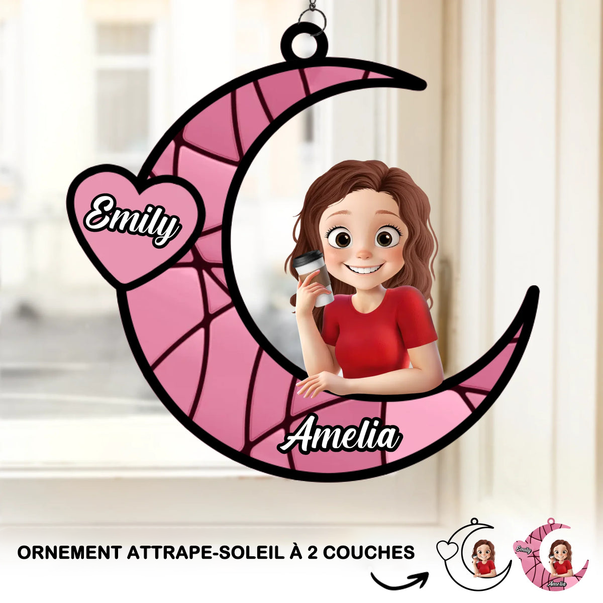 Attrape-soleil personnalisé avec motif de lune – Cadeau pour Mamie et Maman