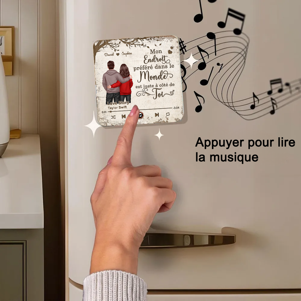 Aimant musical pour réfrigérateur avec 2 personnages et citation Cadeau pour couple/couple LGBT