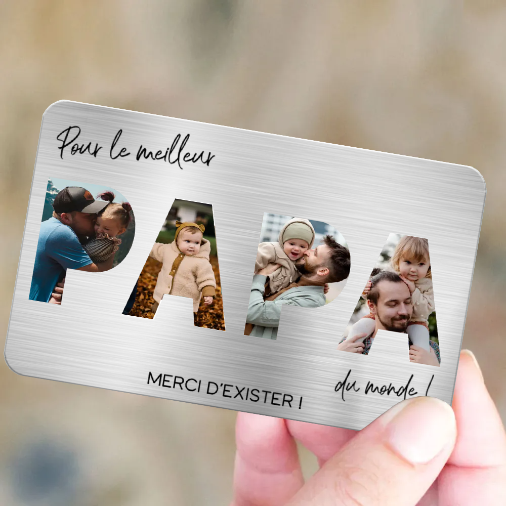 Carte portefeuille personnalisée avec photos « Pour le meilleur papa du monde » – Cadeau pour père