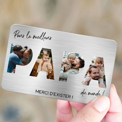 Carte portefeuille personnalisée avec photos « Pour le meilleur papa du monde » – Cadeau pour père