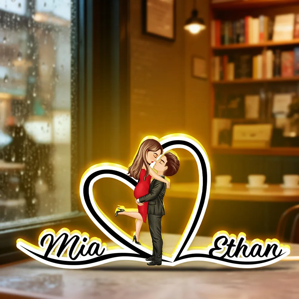 Boîte lumineuse LED personnalisée - Cadeau pour couple / couple LGBT